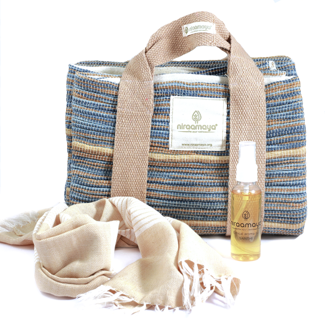 Ayurvastra Indigo Kräutermatte aus Kerala Indien handgemacht naturgefärbt