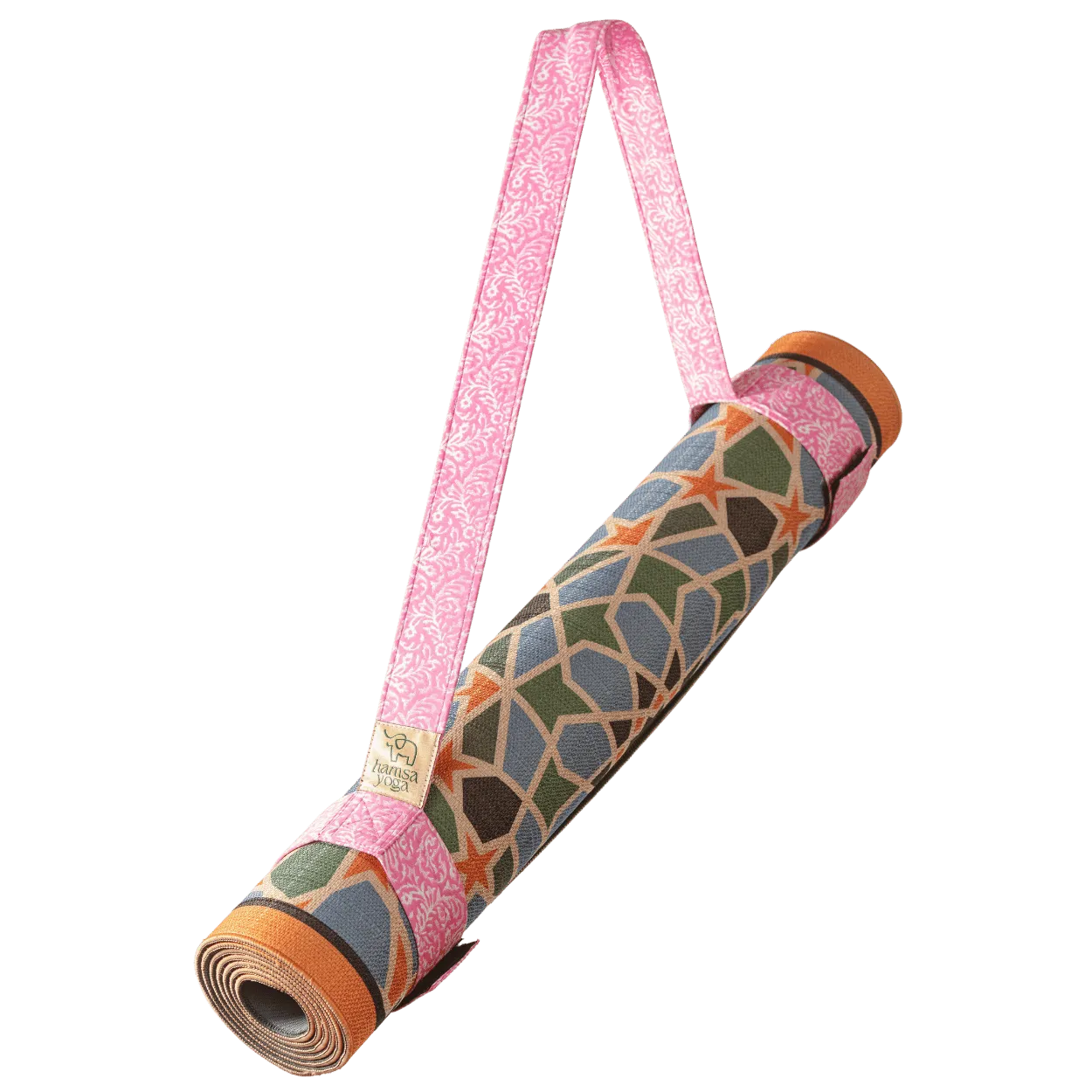 Hamsa Tragegurt Devi in Pink, handgemacht in Mysore, für YogamattenvHamsa Tragegurt Devi in Pink, handgemacht in Mysore, für Yogamatten