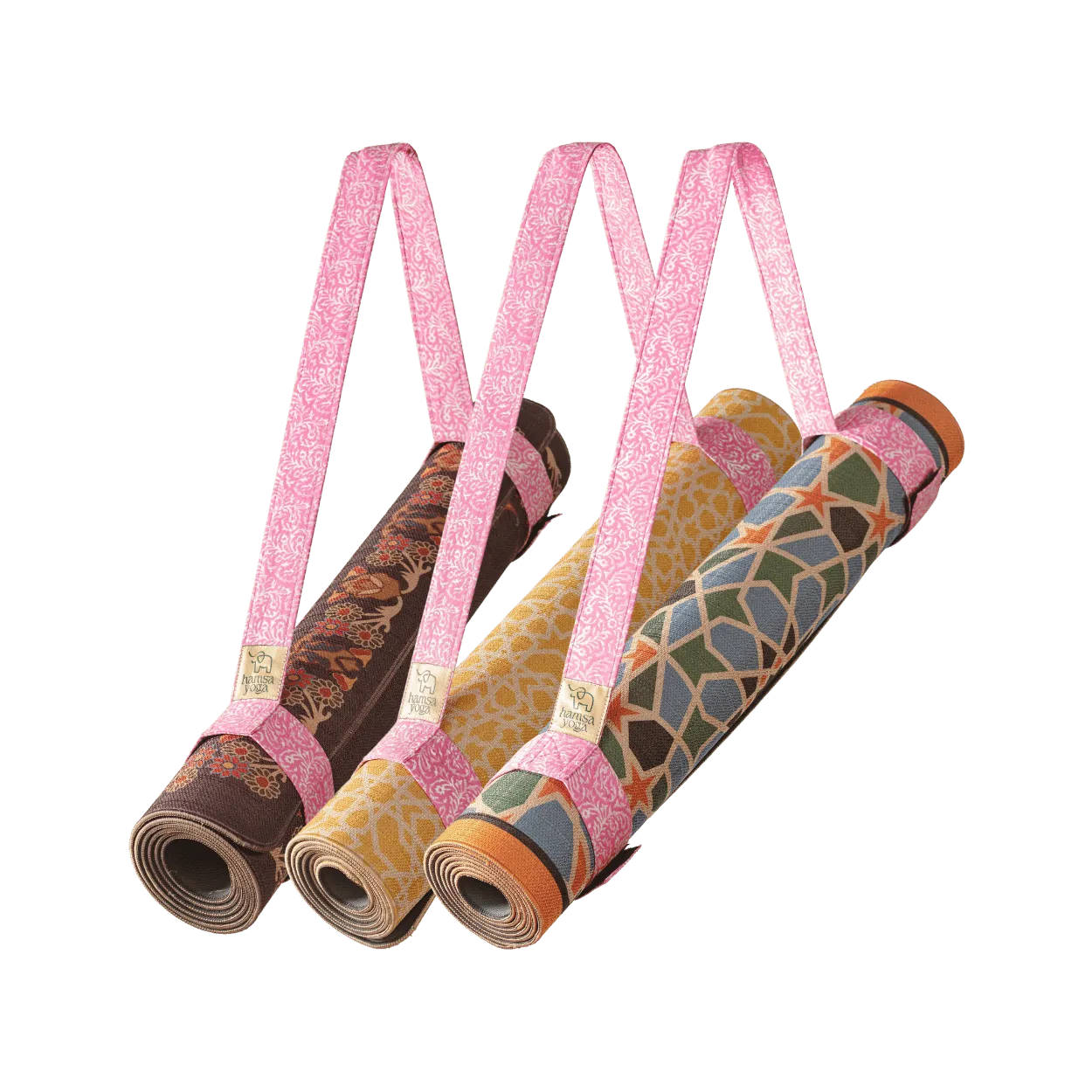 Hamsa Devi Gurt für Yogamatten in Pink, handgefertigt aus Mysore